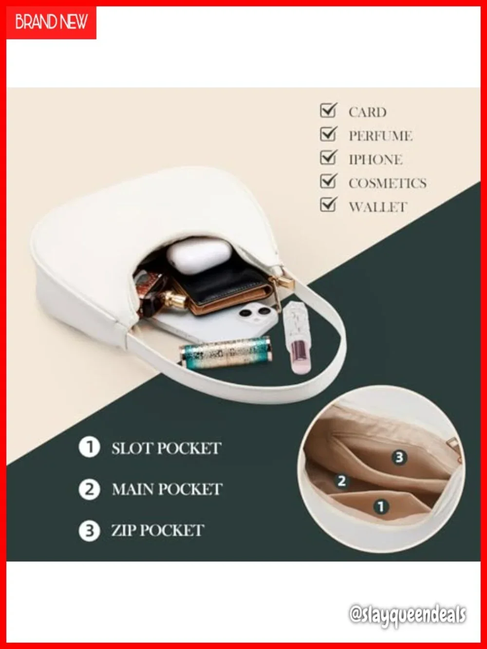 PU Leather Hobo Shoulder Bag Mini Clutch Purse with Zipper for Everyday Use